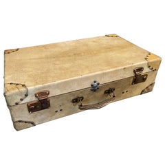 Luxurious Art Deco Suitcase Made of Light Vellum Leather / Parchment with Rivets