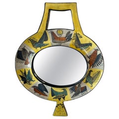 Miroir en céramique de Jean de Lespinasse, France, années 1960