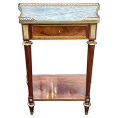 French Directoire Style Mahogany Side Table with Marble Top