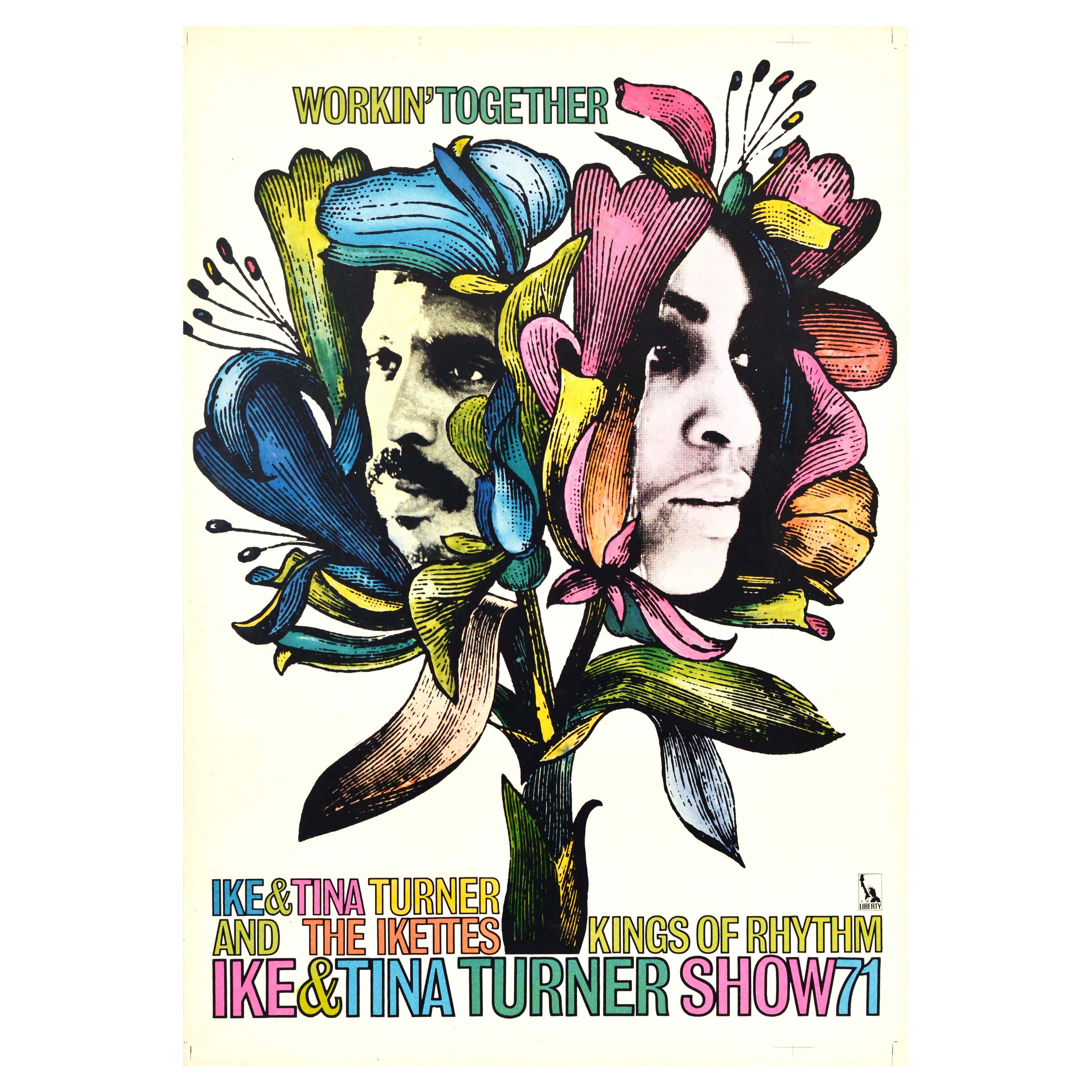 Original Vintage Poster Ike And Tina Turner Show 71 Workin' Together Musik Album im Angebot