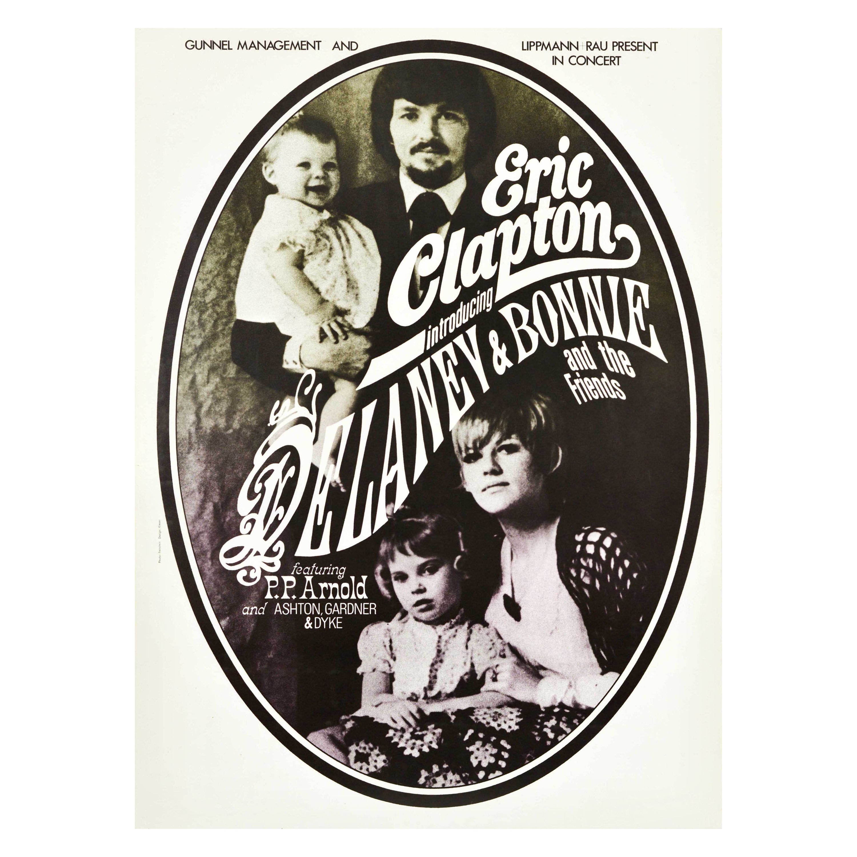 Affiche vintage d'origine Eric Clapton Delaney & Bonnie And Friends concert de musique