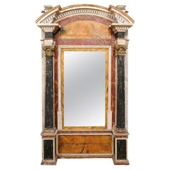 Grand Italian 19th C. Architectural Floor Mirror W/Original Paint