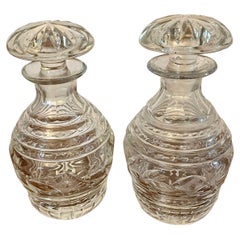 Pair of Antique George III Quality Cut Glass Shaped Decanters