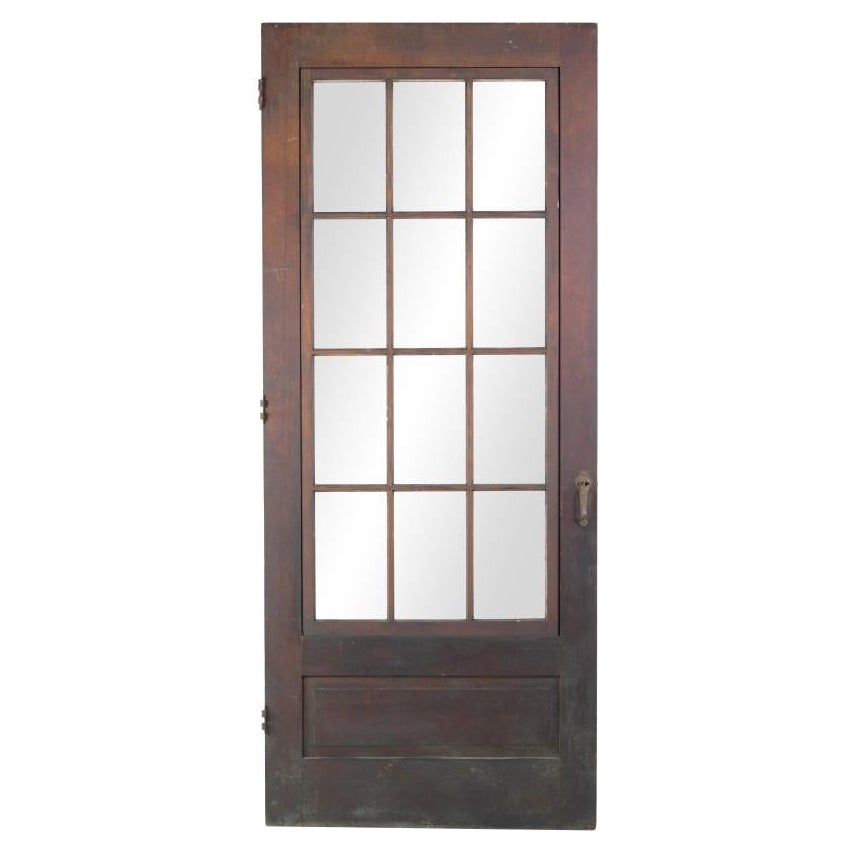 Antique Pine French Door W/ 12 Vertical Lites above Single Wood Panel