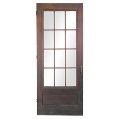 Antique Pine French Door W/ 12 Vertical Lites above Single Wood Panel