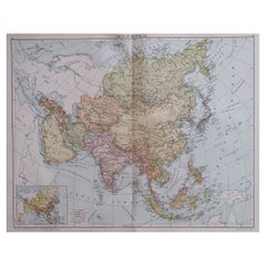 Large Original Antique Map of Asia, circa 1920