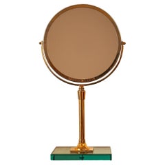 Vintage Brass and Glass Vanity Mirror by Miroir Brot France