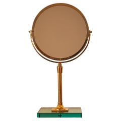 Miroir de coiffeuse en laiton et verre par Miroir Brot France