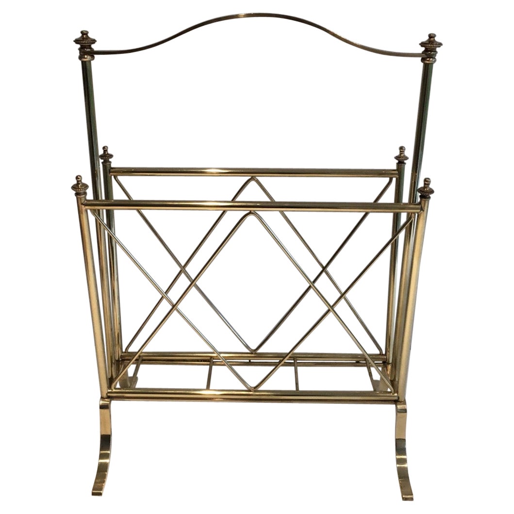 Neoclassical Brass Magazine Rack, French Attributed to Maison Jansen. Circa 1940