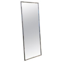 Maison Baguès Chrome Faux Bamboo Wall Mirror, France ca. 1970s