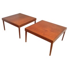 Retro Pair of Scandinavian Wooden Side Tables. Circa 1960