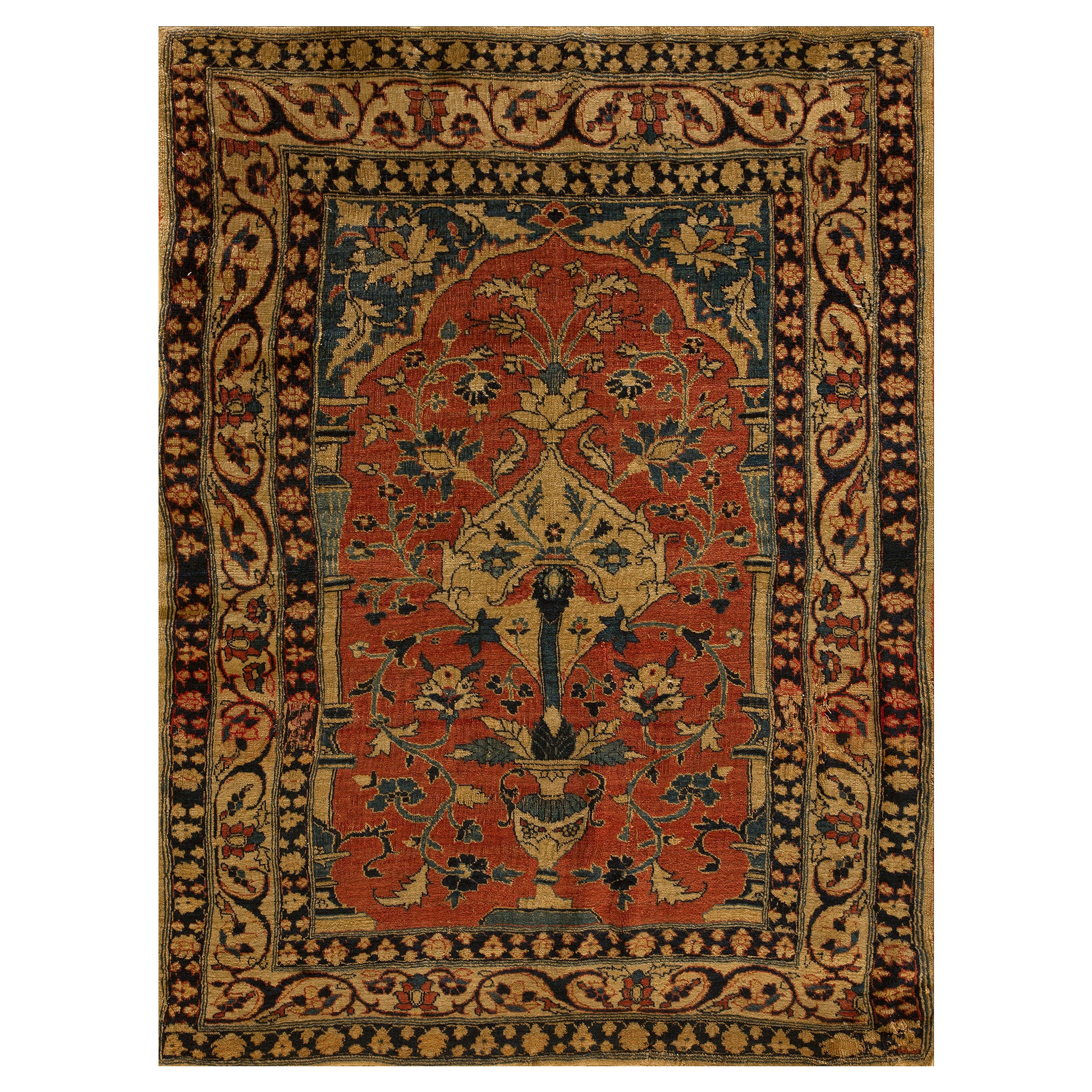 19th Century Persian Tabriz Prayer Rug ( 3'4" x 4'3" - 102 x 130 ) For Sale
