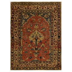 Tappeto di preghiera persiano Tabriz del XIX secolo ( 3'4" x 4'3" - 102 x 130 )