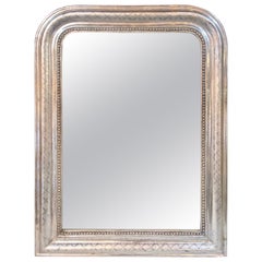 Antique 19th Century, French, Silver Leaf Louis Philippe Mirror with X Pattern