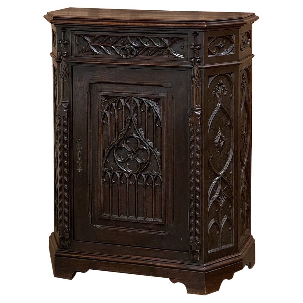 19th Century French Gothic Confiturier ~ Cabinet For Sale