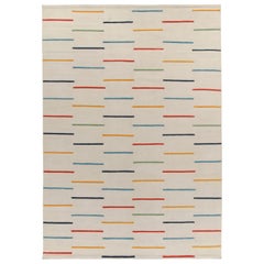 Rug & Kilim’s Modern Custom Kilim in Multicolor Striations on White