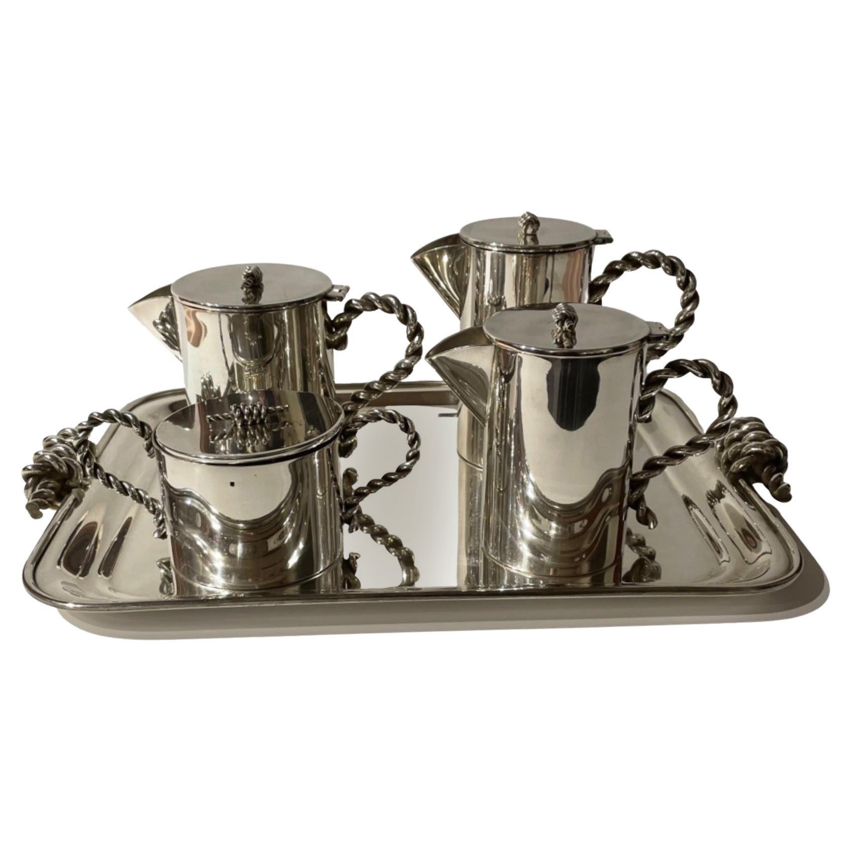 Restored Coffee Tea Set and Tray Art Deco For Sale