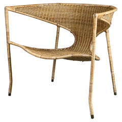 Mid Century Wicker Lounge Chair California Modern by Francis Mair 