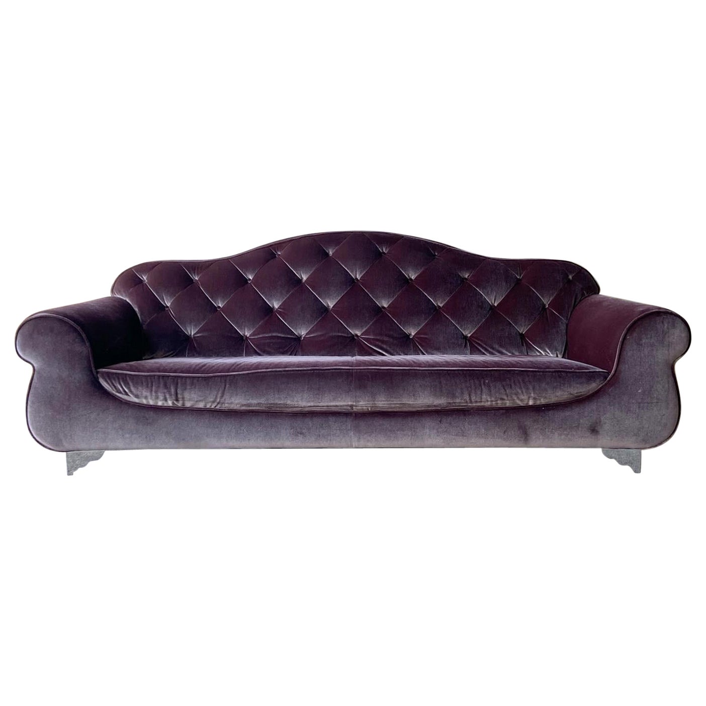 Formenti Italian Plum Fabric Tufted Sofa For Sale at 1stDibs