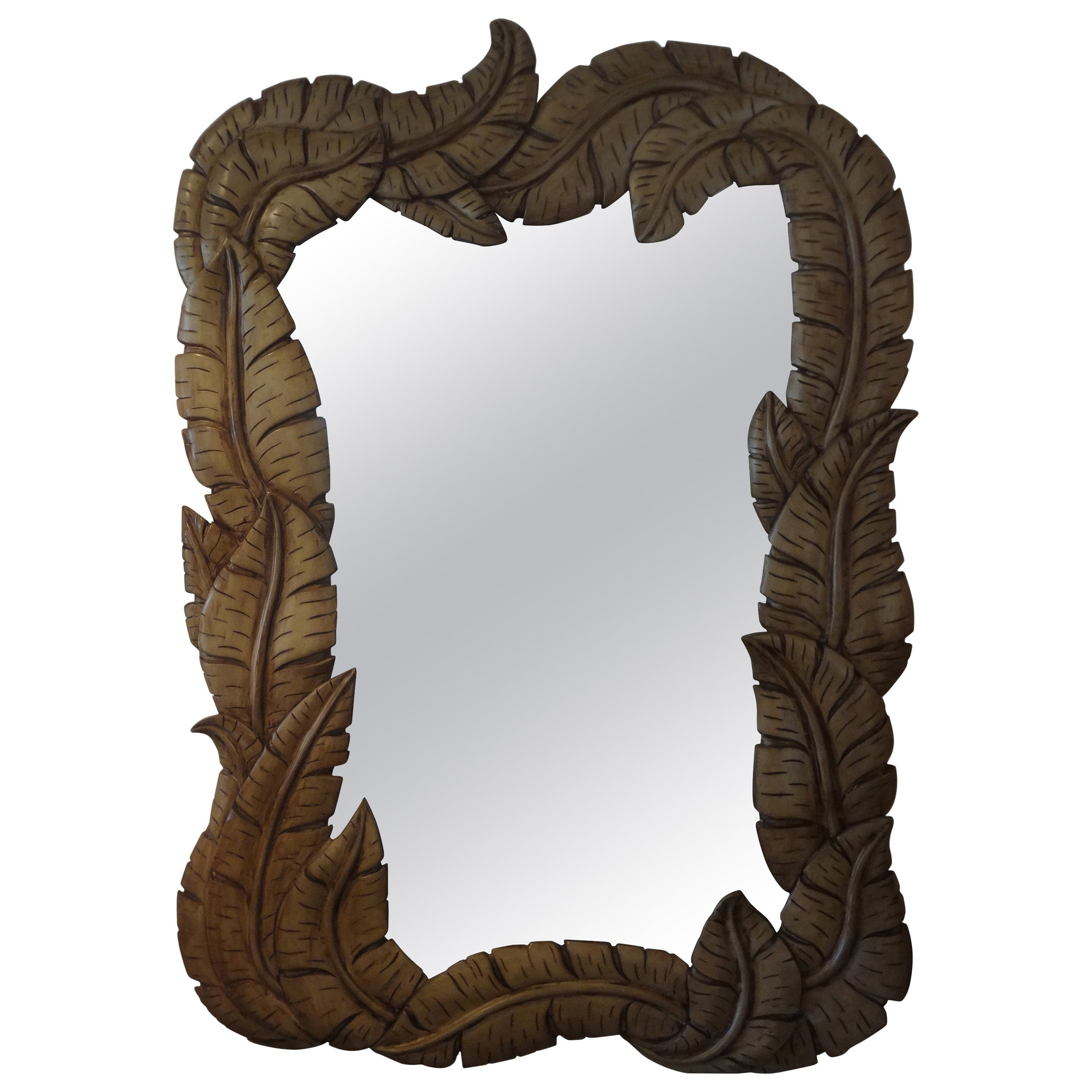 Italian Carved Wood Palm Frond Mirror