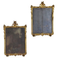 Antique Southern Italian, Calabria, Rococo Pair of Giltwood Mirrors, 1st half 18th cen.