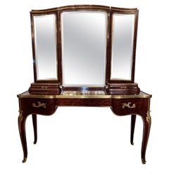 Used French Louis XVI Bronze D 'Ore and Mahogany Coiffeuse Vanity, Circa 1890