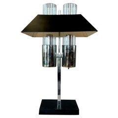 Vintage Very Handsome Chrome and Black Bankers Lamp by Raymor Imported from Italy