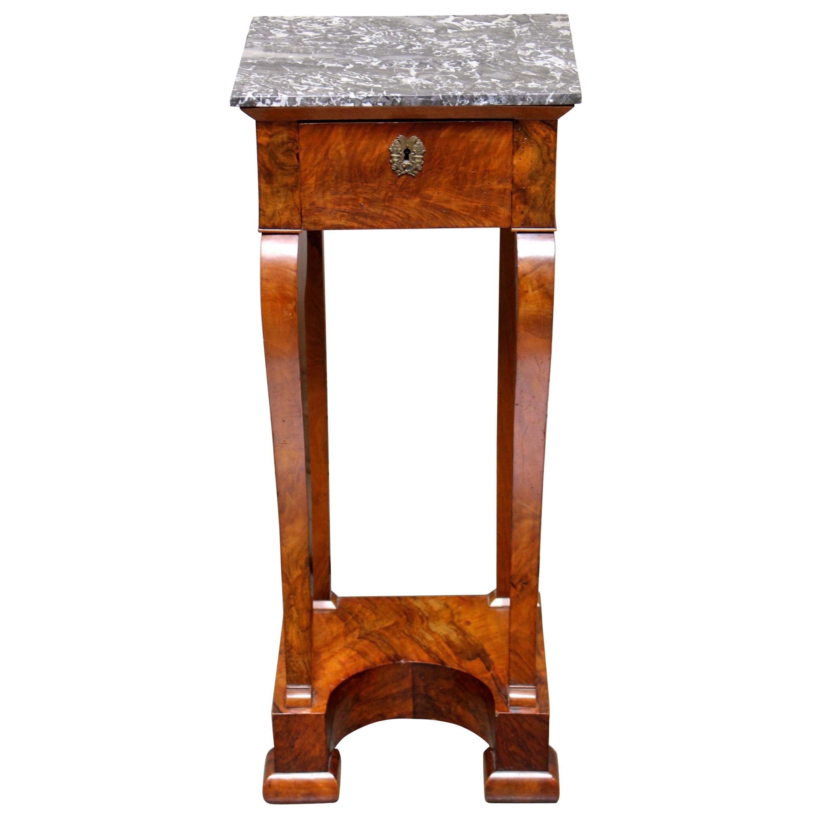 French Charles X Mahogany Table with a Marble Top For Sale