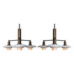 Poul Henningsen Pair of Limited Edition Three-Arm Chandeliers