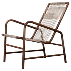 Lounge Chair in Rosewood with Woven Seat in Rope Handmade by Studio Mumbai