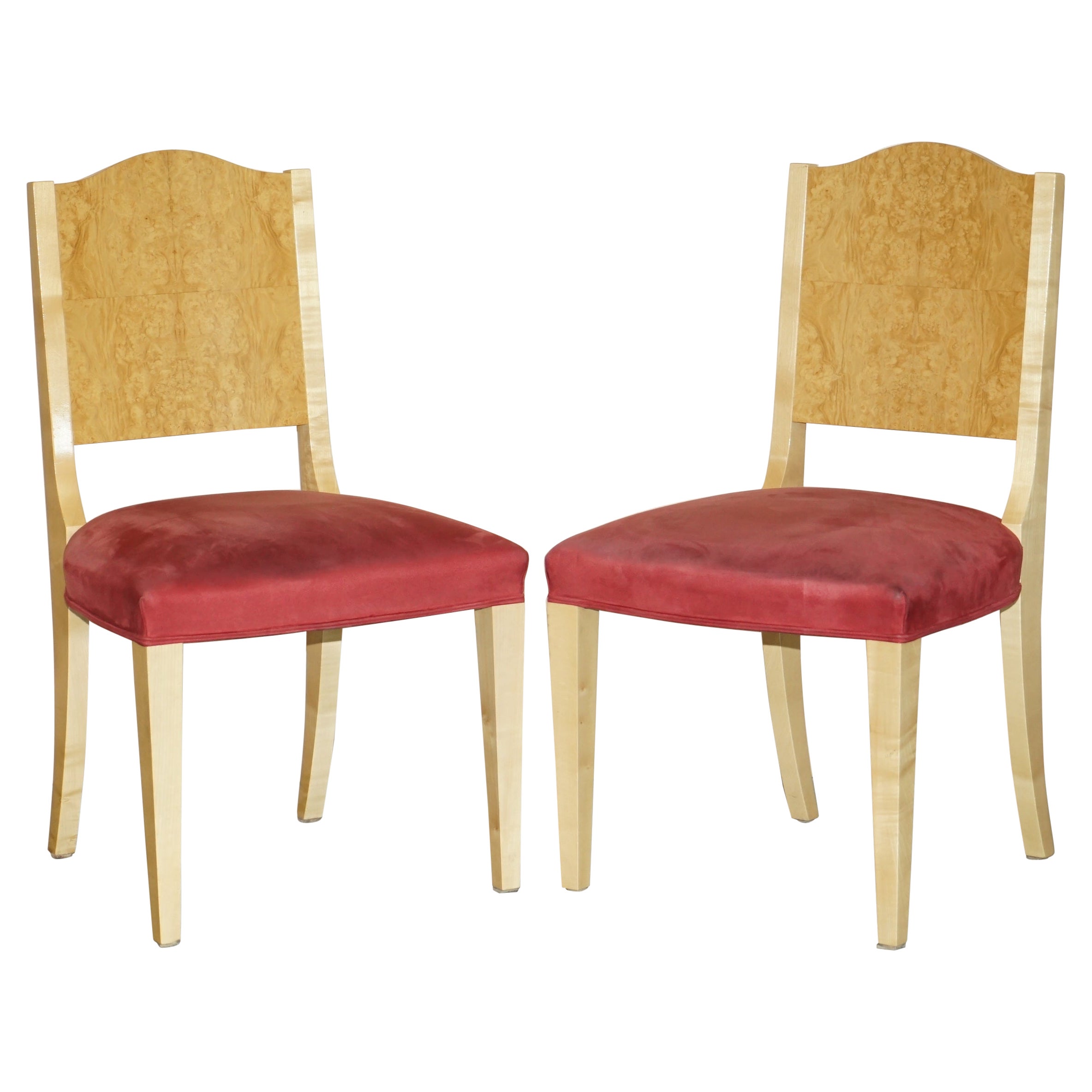 Pair of Viscount David Linley Sycamore Wood Pimlico Occasional Side Chairs For Sale