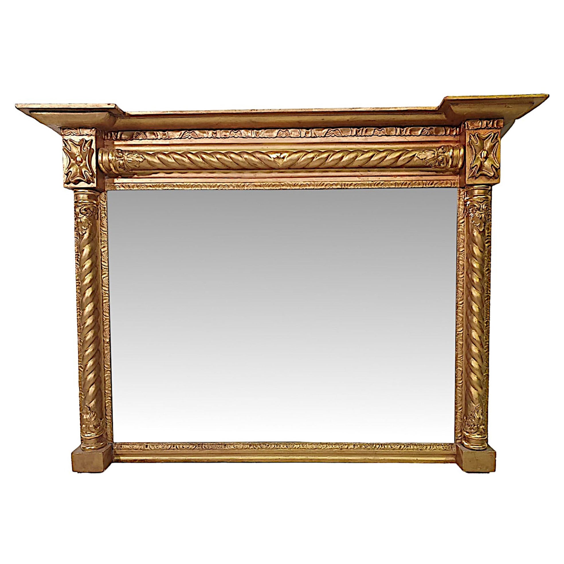 Fine 19th Century Regency Rectangular Giltwood Overmantle Mirror For Sale