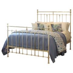 Brass and Iron Antique Bed in Cream, MK256