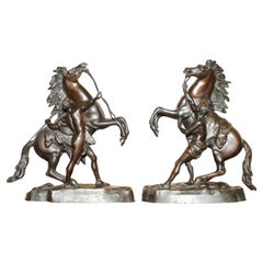 Pair of Used Bronze Guillaume Coustou Marly Horses Statues as Seen the Louvre