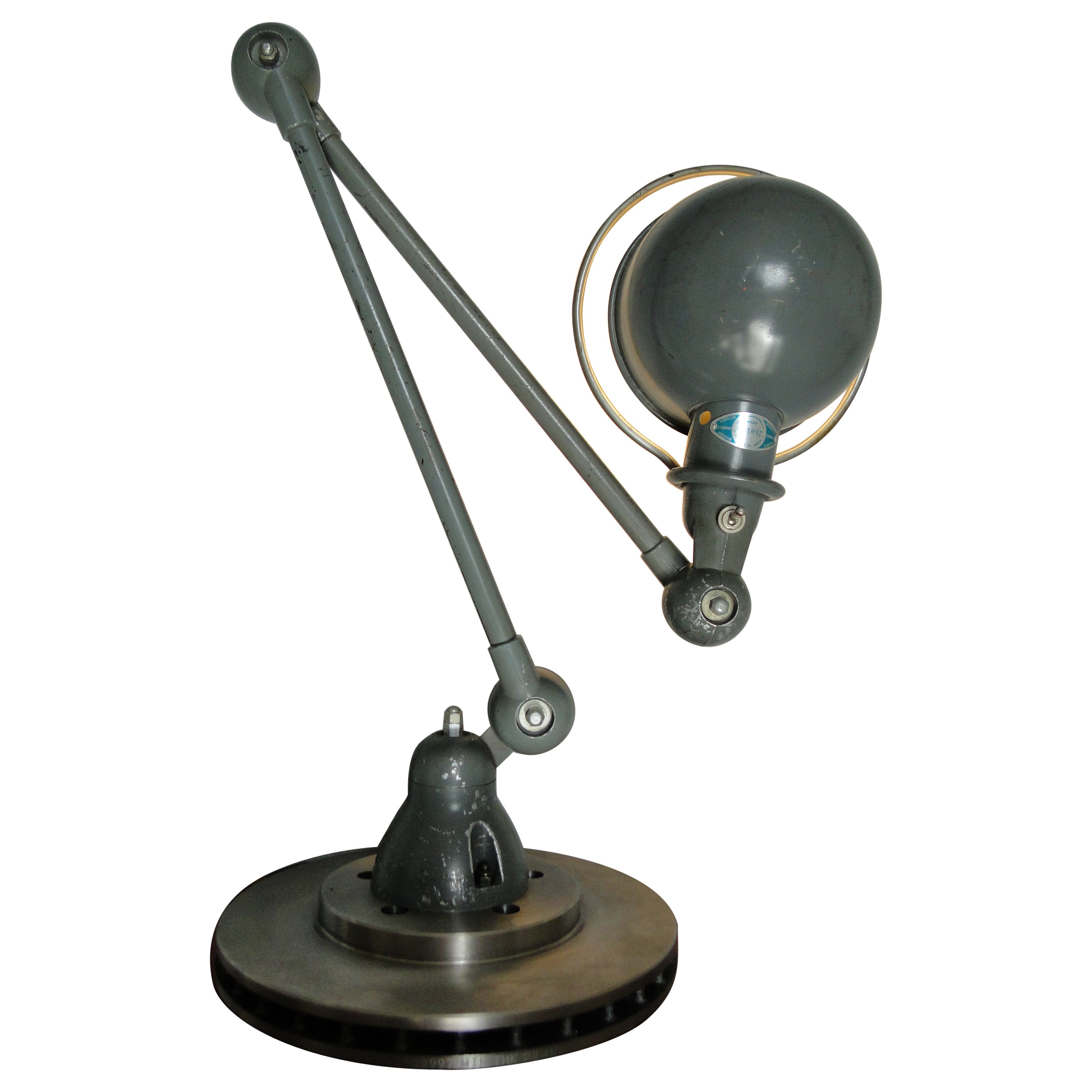 Jean Louis Domecq Jielde Vintage Graue Lampe mit 2 Armen, Frankreich im Angebot
