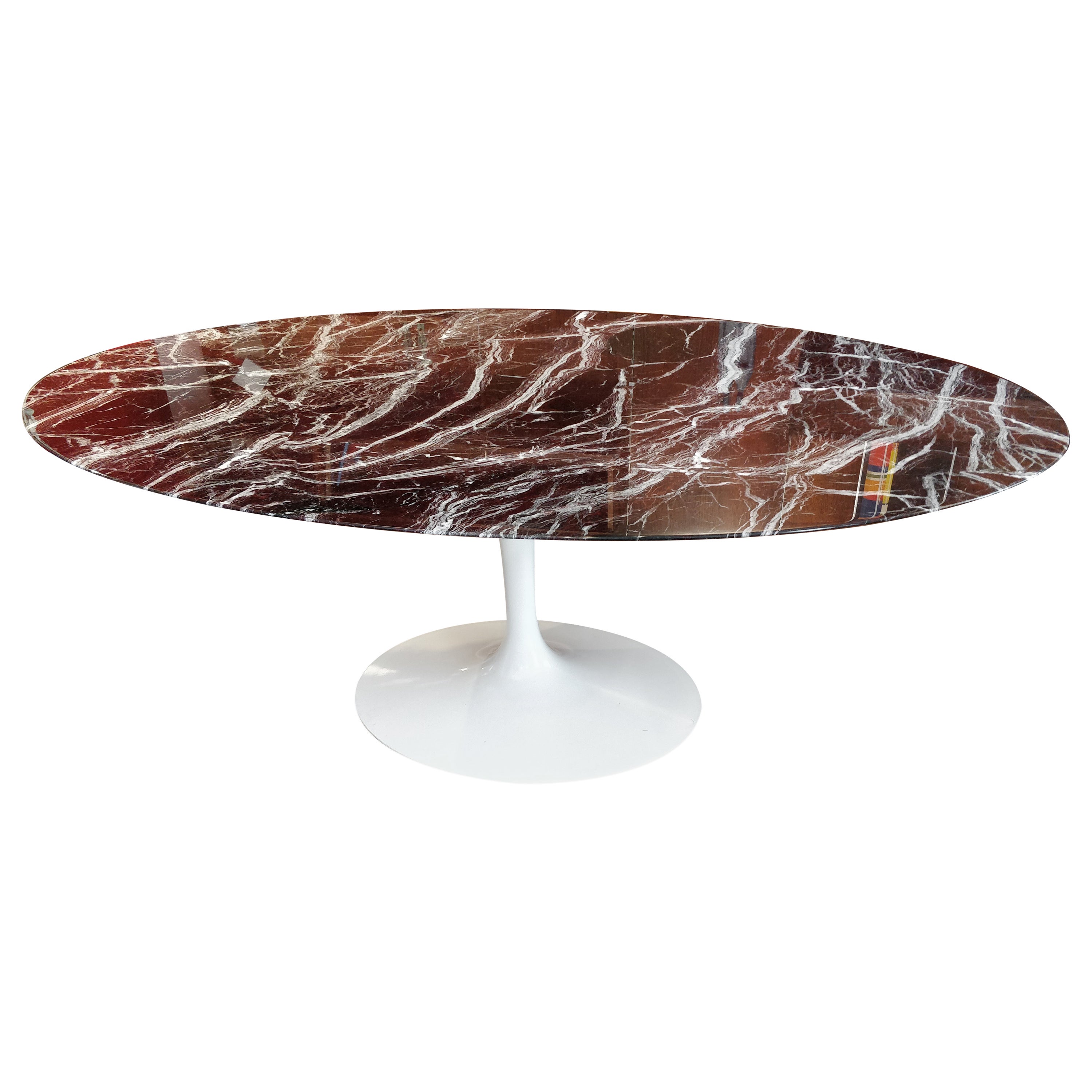 Burgundy Red Marble Oval Dining Table by Eero Saarinen for Knoll Studio