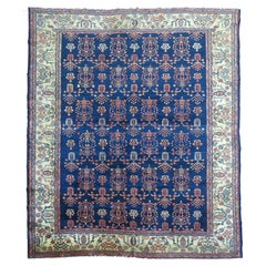 Captivant tapis persan Sarouk Ferehan bleu marine