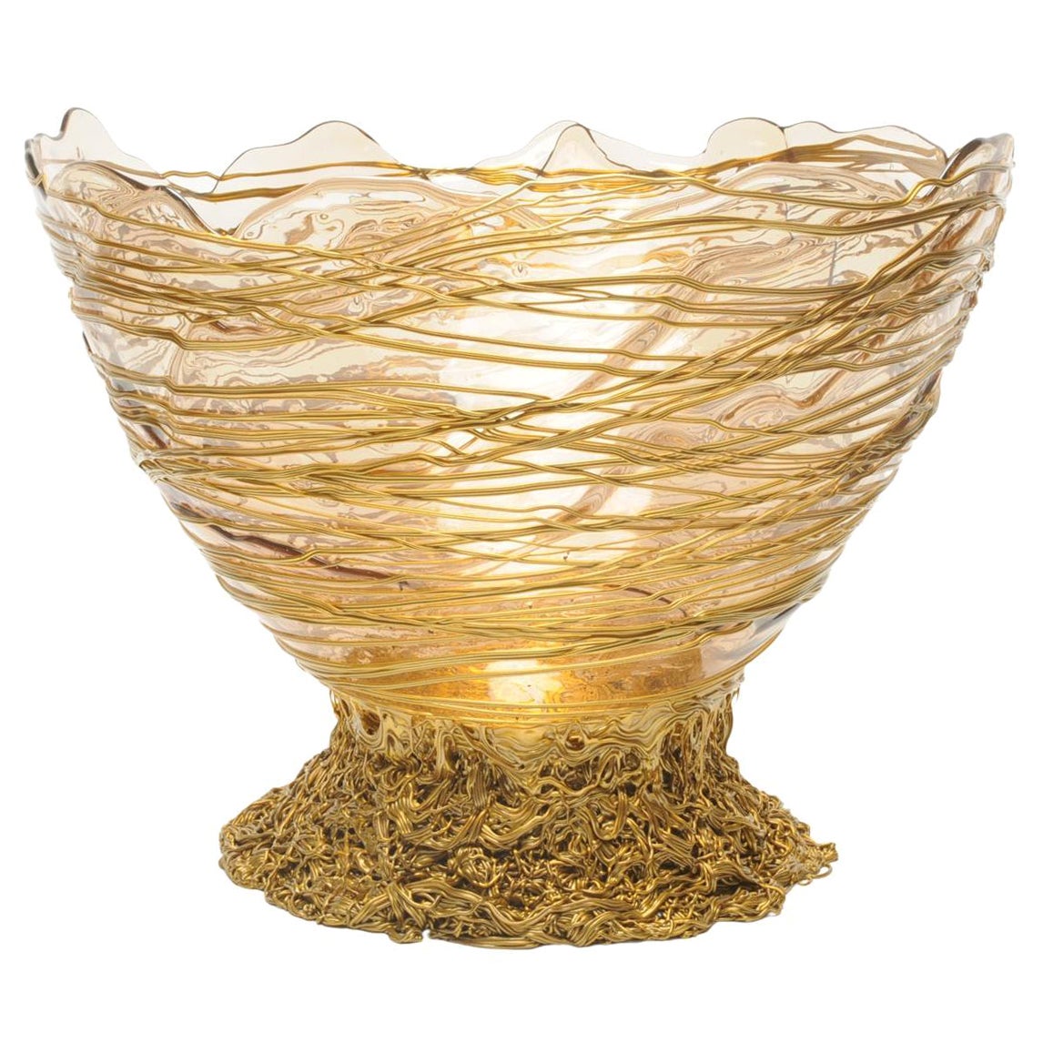 Ogiva L Resin Basket in Clear and Gold by Gaetano Pesce For Sale