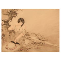 Louis Icart, Etching on Paper, "at the Urn", Dated 1923