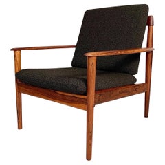 Grete Jalk Lounge Chair Rosewood P. Jeppesen Denmark Bouclé 1960s