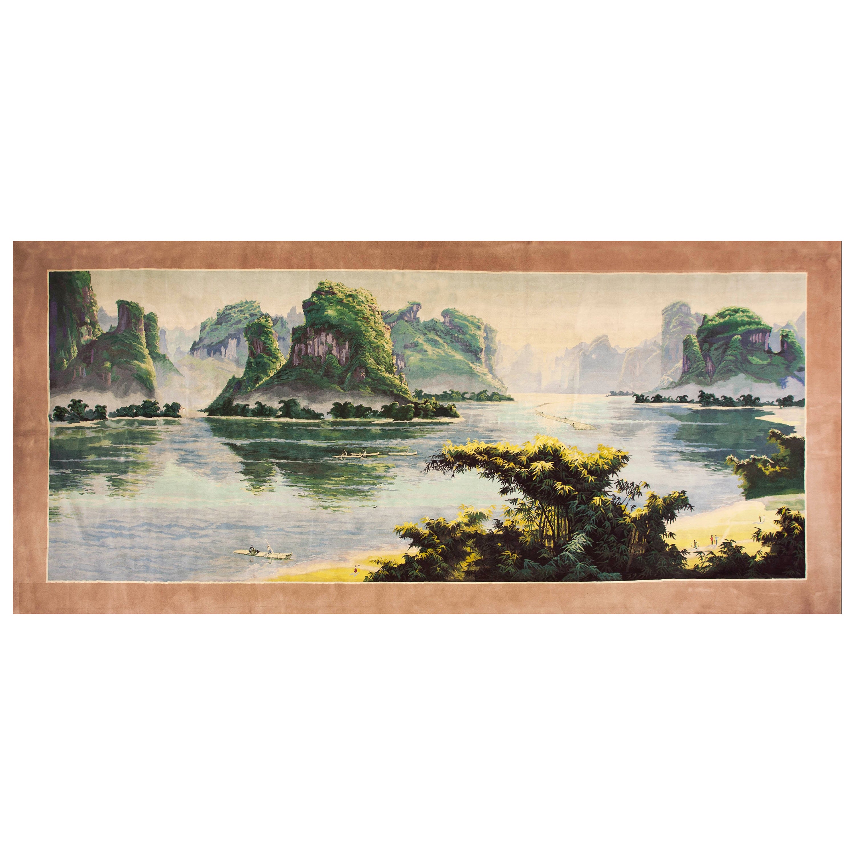 Vintage 1980 Chinese Scenic Carpet ( 8'2" x 18'6" - 250 x 565 ) For Sale