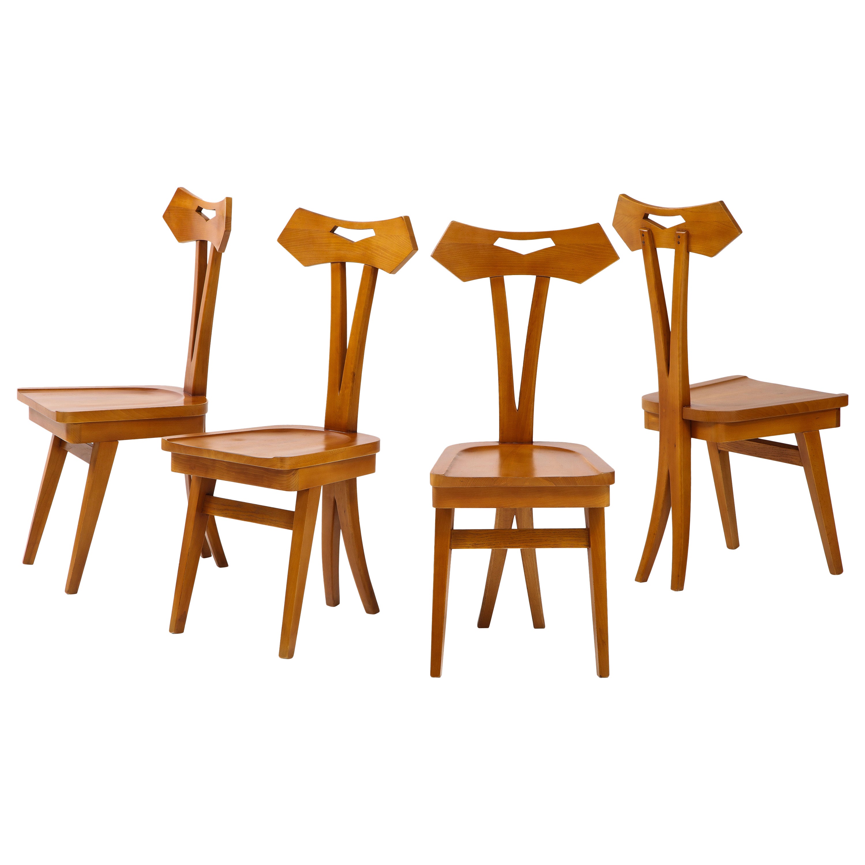 Set of Four Sculptural Dining Chairs, Giovanni Michelucci at 1stDibs