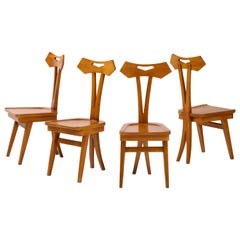 Ensemble de quatre chaises de salle à manger sculpturales, Giovanni Michelucci
