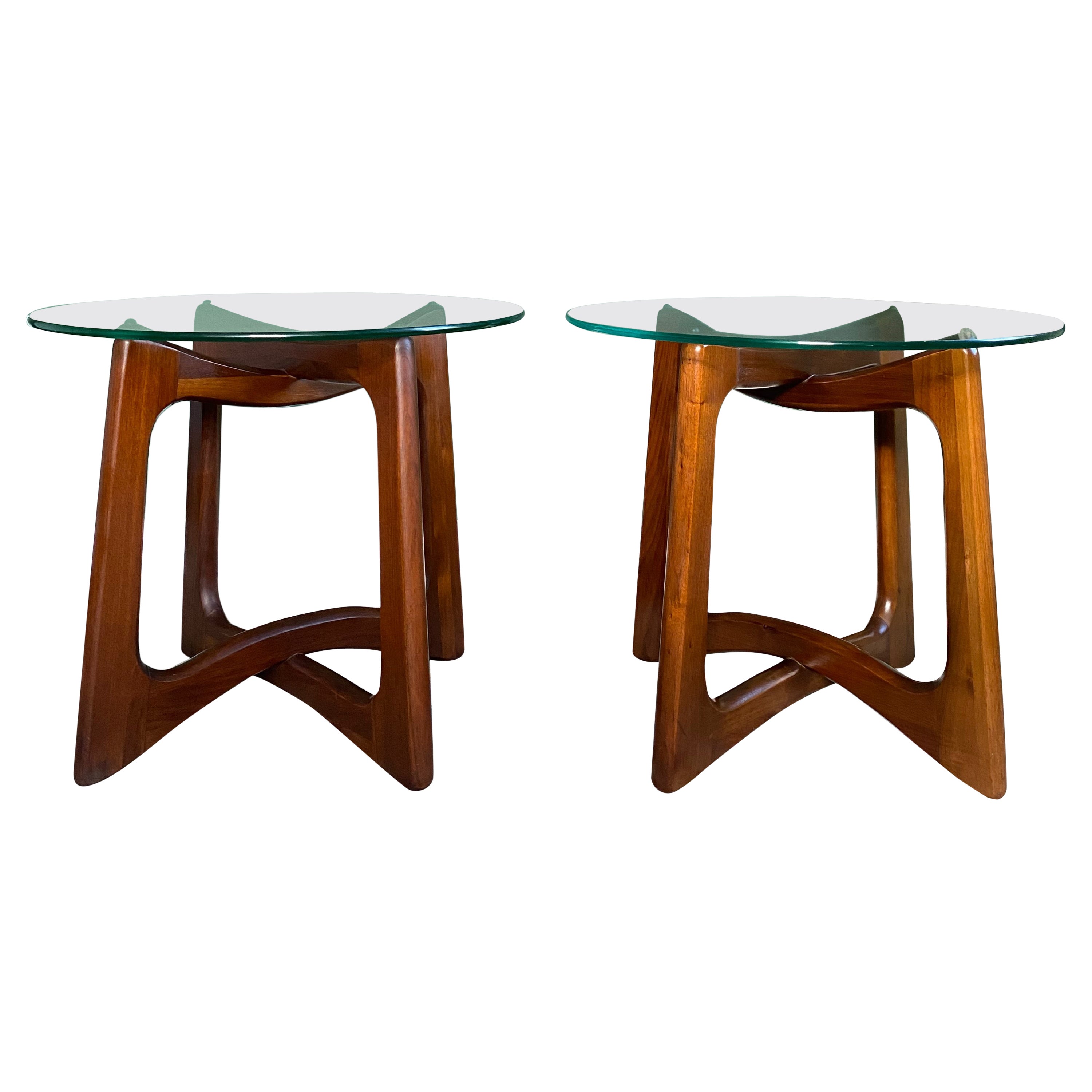 Adrian Pearsall Mid-Century Modern Sculptural Walnut Glass End Tables
