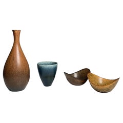 Set Carl-Harry Stalhane Gunnar Nylund Stoneware Vases and Bowls Rörstrand 1950s