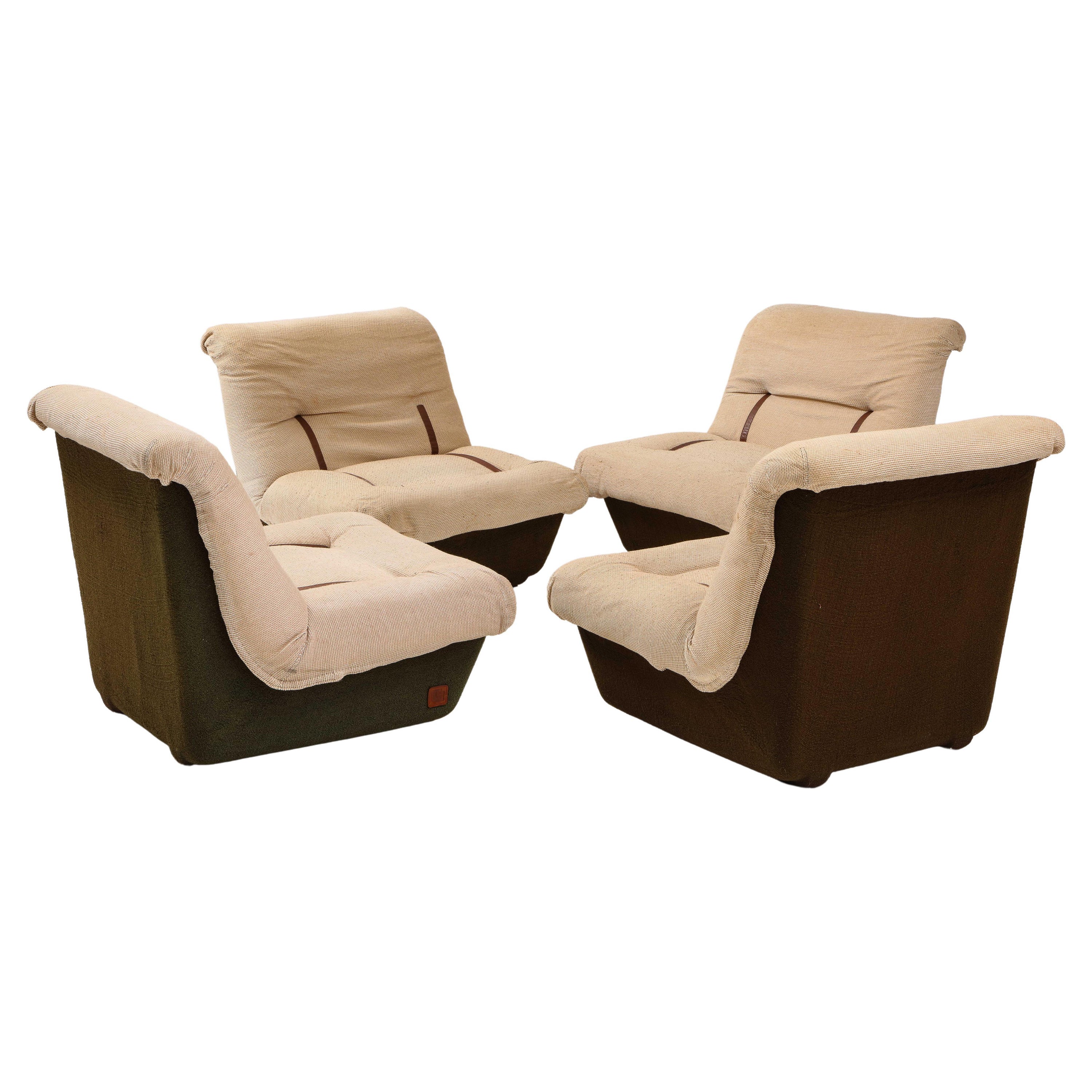 Set of Four Italian 1970's Lounge Chairs by Lev & Lev