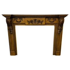 Used Louis XVI Style Carved Mantle, Fireplace Surround, Solid Wood Carved, Oak