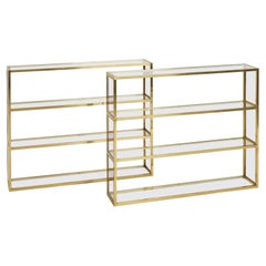 Pair of Brass Bookcases or Etagères