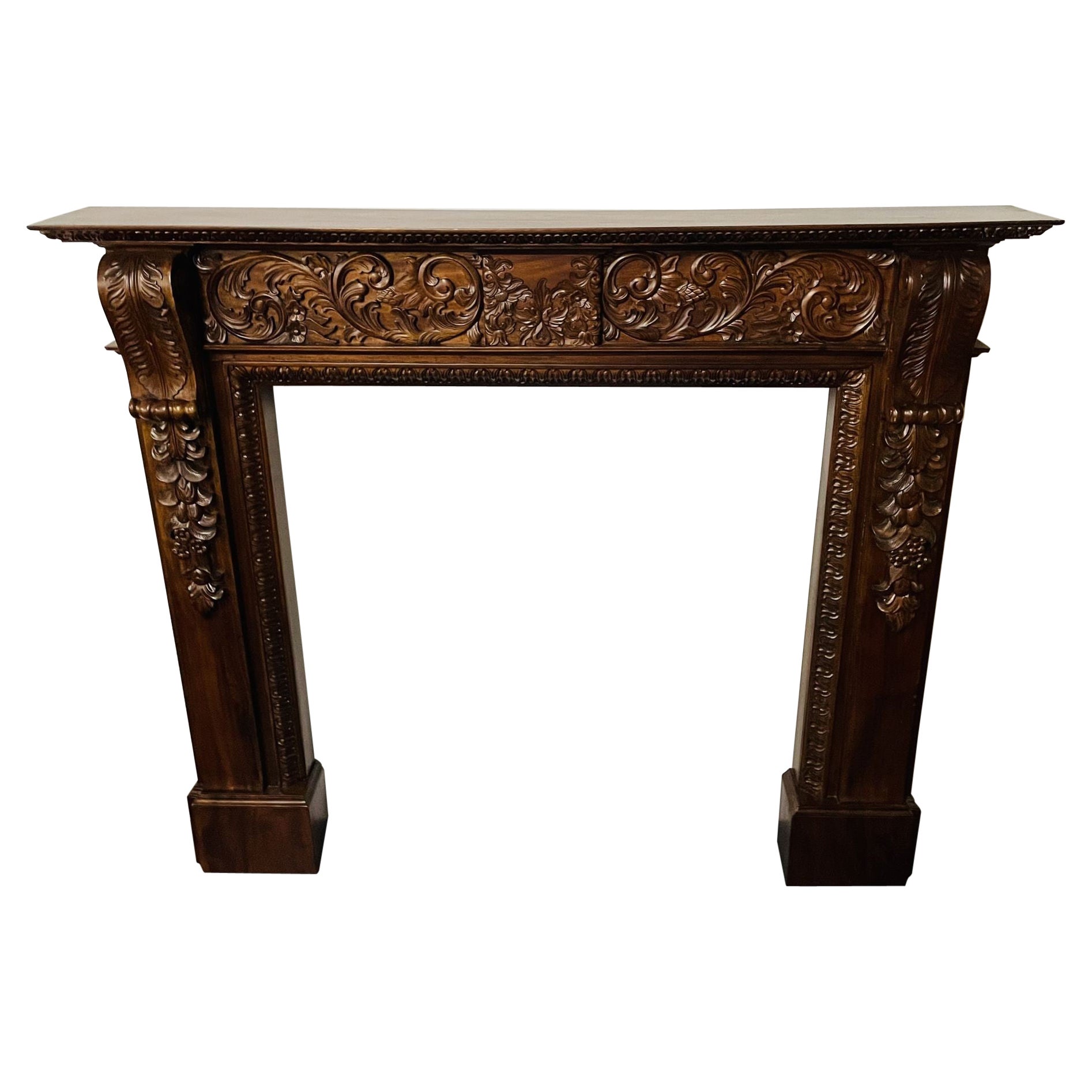 Georgian Fire Mantle, Fire Surround, Solid Mahogany Carved, Cabinet Maker