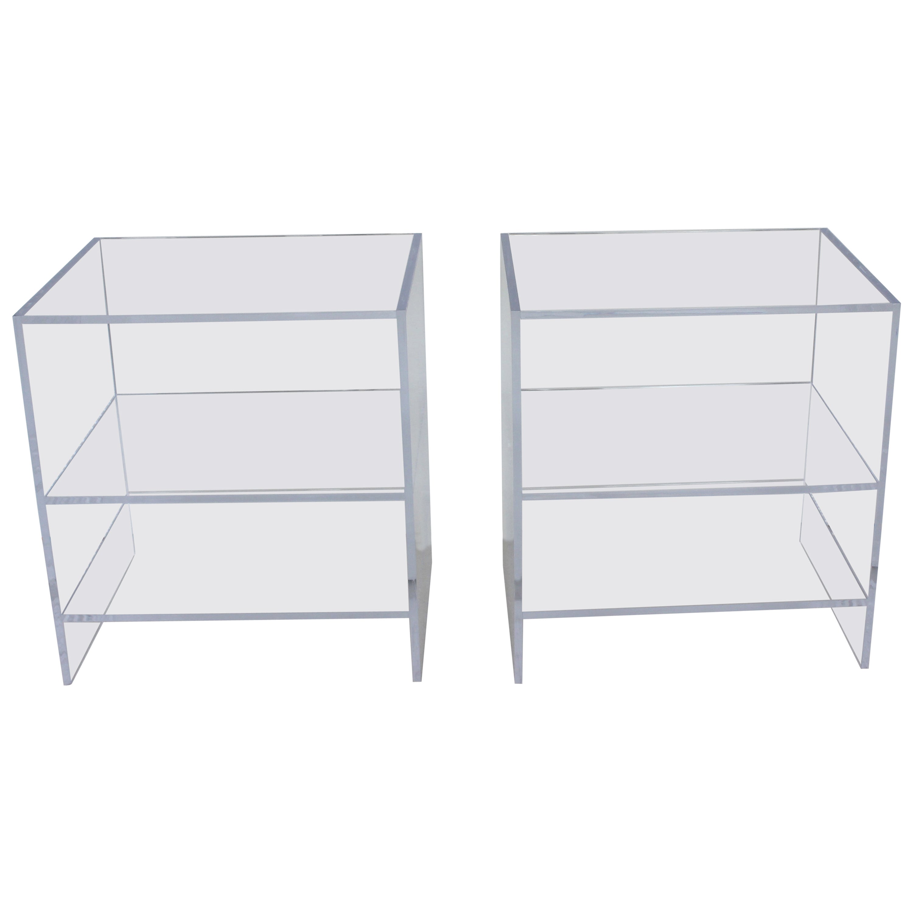 Pair of Lucite End Tables by Iconic Snob Galeries For Sale